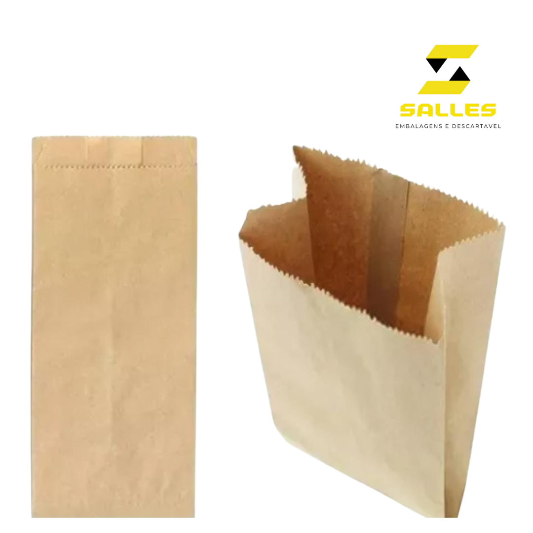 Saco De Papel Liso Pardo Kraft De 3kg C 500 Unidades Salles Descartaveis 3095